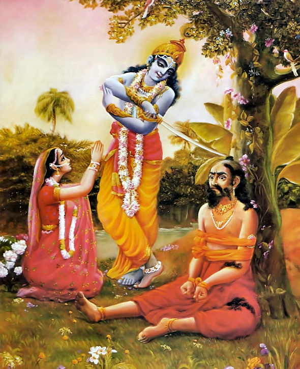 Kṛṣṇa punishing Rukmiṇī’s brother Rukmī